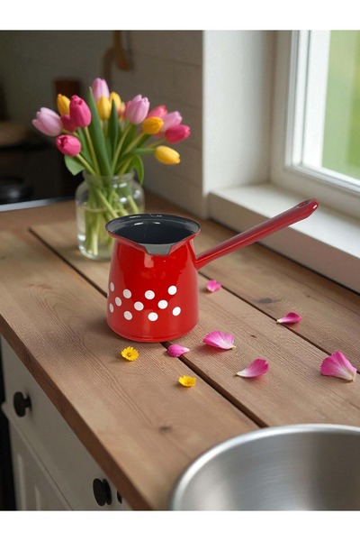 Emailul Medias Ibric bombat emailat, 7 cm, roșu cu buline