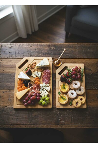 Zenya 2'li Bambu Hijyenik Kesme ve Sunum Tahtası Seti