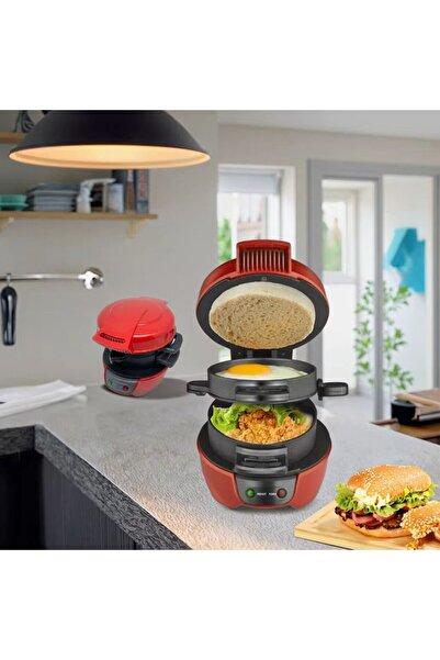 raf Burger Maker - 600W, Non-Stick Plates, Uniform Heating, 180° Opening