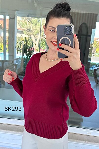 İnce Topuk V-Neck Knitwear Blouse 6K292