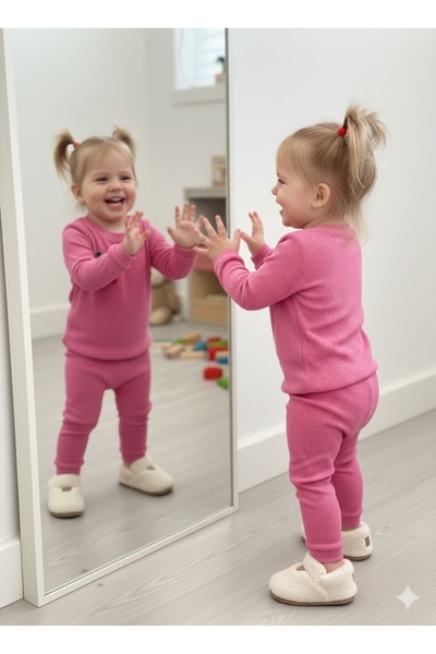 ruhaay Set pentru fete din bumbac cu mâneci lungi Set de sus și de jos