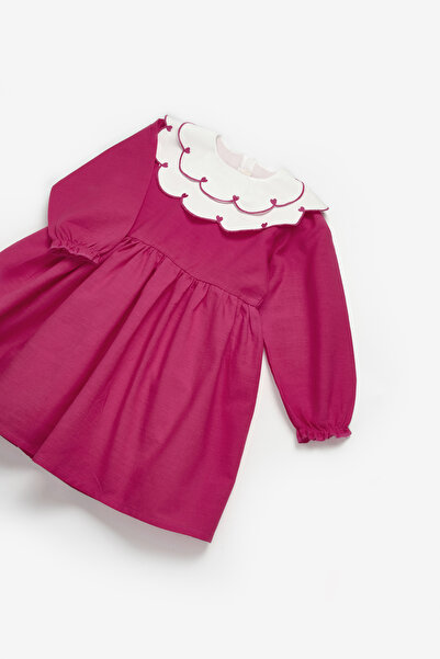 Le Mabelle Φούξια Λινό Φόρεμα για Κορίτσια με Σχέδιο Καρδιάς - Vivienne