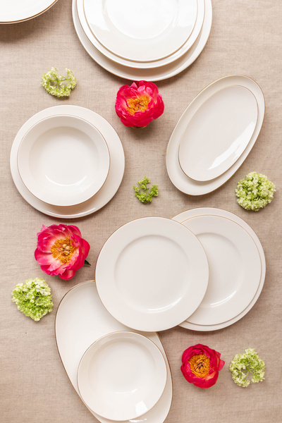 Soley Ceyda | Altın Kenarlı 24 Parça 6 Kişilik Porselen Yemek Takımı