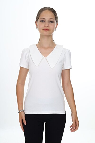 Toontoy Κοριτσίστικο μπλουζάκι με στάμπα, γιακά και κοντό μανίκι