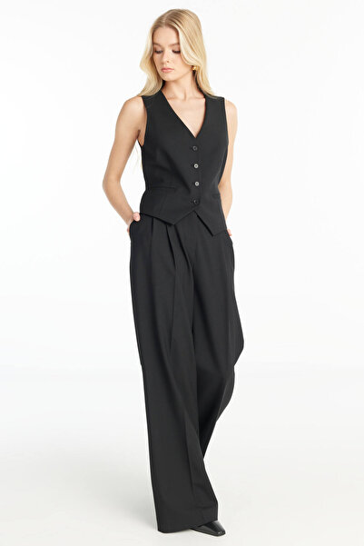 Ted Baker Normal Bel Düz Siyah Kadın Pantolon TBWRTR1001-6