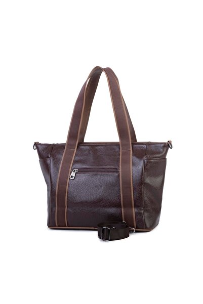 Nas Bag Women's Extra Large Shoulder Bag and Sports Bag (46X36 cm) Brown Mink Victoria