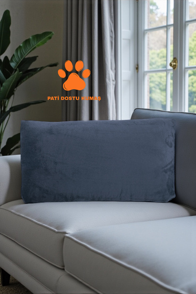 AYPETEKS Pati Dostu Kırlent Kılıfı - Koyu Mavi Koltuk Sırt Minder Kılıfı -Büyük Sırt Kırlent Kılıfı