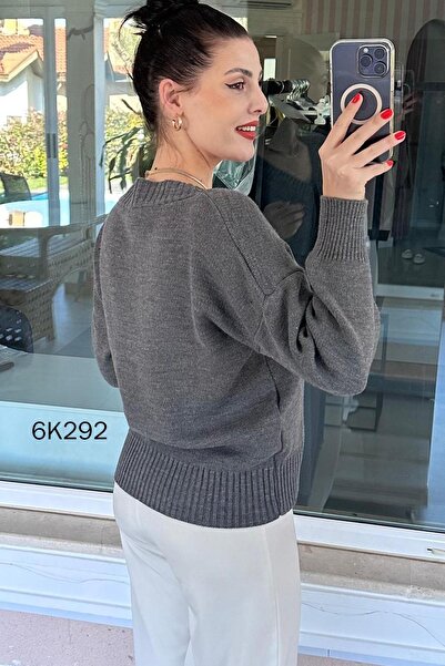 İnce Topuk V-Neck Knitwear Blouse 6K292