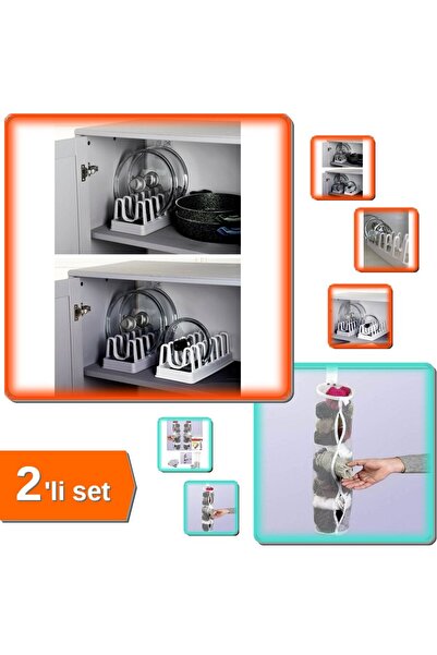 HerEveOyuncak 6 Bölmeli Tencere Kapak Organizeri + Dolap İçi Asılabilir Temiz...