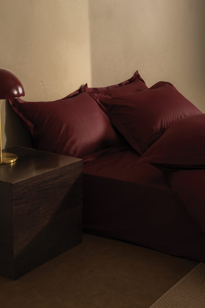 Puffy Andra Double Satin Duvet Cover Set - Burgundy
