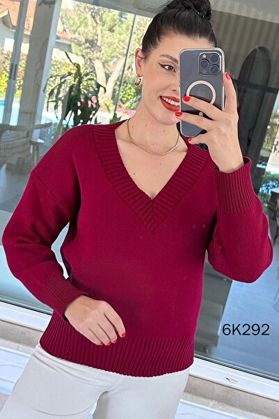 İnce Topuk V-Neck Knitwear Blouse 6K292