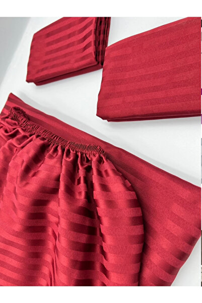 Demya Home 100% Cotton Satin Double Elastic Fitted Sheet and Pillowcase with Cover (1St Layer) Class Domestic Production)