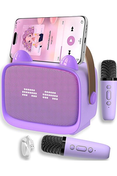 ZONEY جهاز كاريوكي صغير للأطفال، مكبر صوت بلوتوث محمول مع ميكروفونين لاسلكيين...