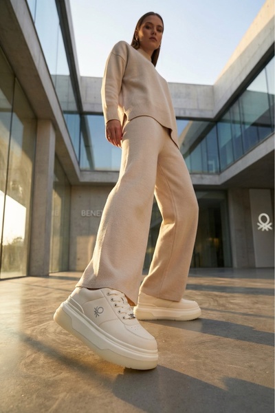 Benetton White Women's Sports Shoes Imported Bni-12046