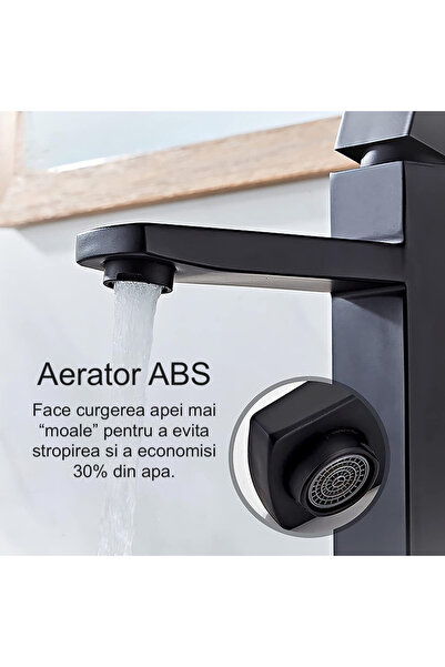 Saharina Tall bathroom sink faucet, anti-limescale, splash-free, ceramic, matte