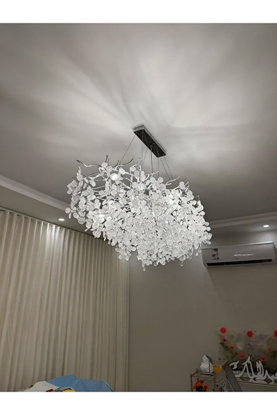 qwell Modern silver chandelier for large living rooms, 160 cm