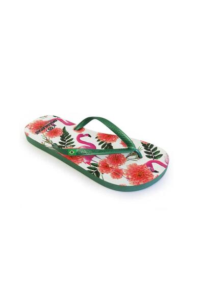 BRASILEIRA Brasileras Women's Flamenco Green Multi-Tone Flip Flops Size 38-39