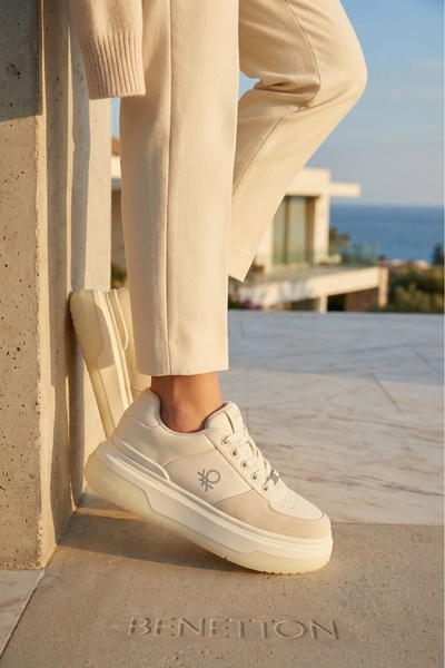 Benetton White Women's Sports Shoes Imported Bni-12046