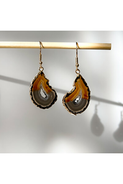 Moonlight Jewelry Gold Volcano Earrings – Brown Agate