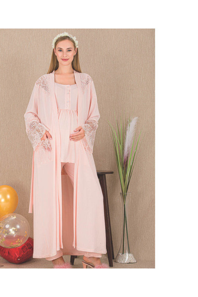 Lady Lingerie طقم بيجامة للحوامل مكون من 3 قطع مع رباط