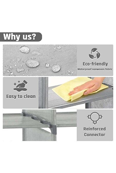 BLOOMING TIME Portable Bookshelf, 4 Layer 8 Cube Storage Organizer, Grey