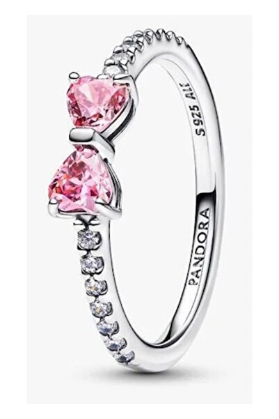 Pandora Ring with bow Shiny Pink Zirconia in 925 Silver - 54
