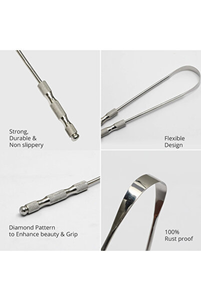 MaffStuff Medical Stainless Steel Tongue Cleaner, Ergonomic, For Children and Adults