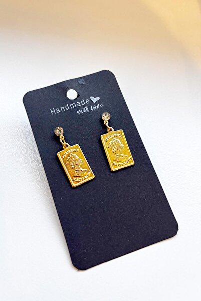New Obsessions Elizabeth Medallion Gold Dangle Earrings