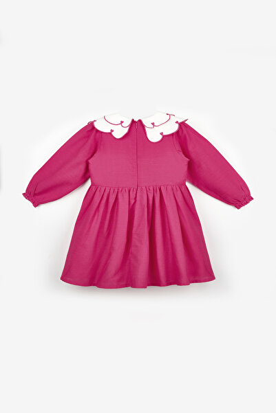 Le Mabelle Φούξια Λινό Φόρεμα για Κορίτσια με Σχέδιο Καρδιάς - Vivienne