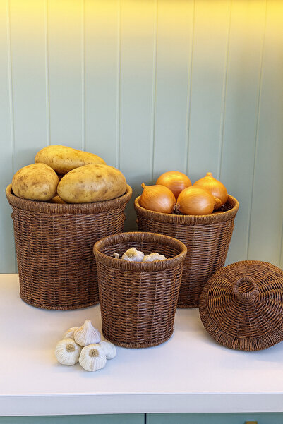 cicizuccaciye 3 Lü Akasya Renk Patates / Soğan / Sarımsak Sepeti