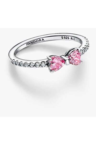 Pandora Ring with bow Shiny Pink Zirconia in 925 Silver - 54