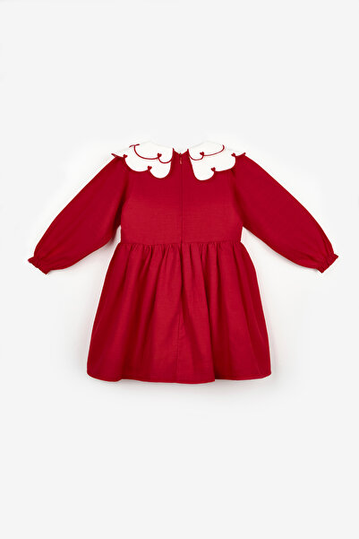 Le Mabelle Κοριτσίστικο λινό φόρεμα με κόκκινο μοτίβο καρδιάς - Vivienne