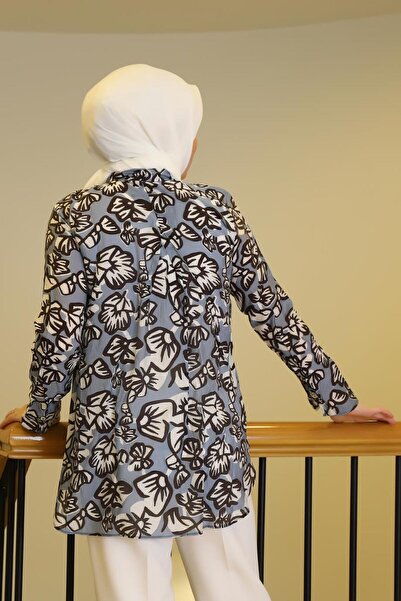 Nazen Giyim Long Sleeve Printed Women's Shirt 34408-2Y5