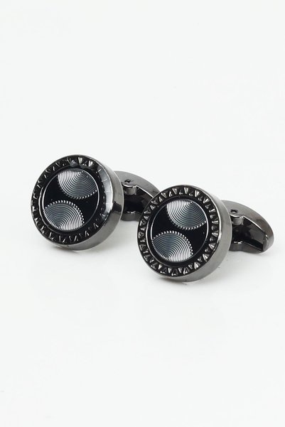 Esgue 8 Cm Hand Made Saten Gri Renk Kravat Mendil & Kol Düğmesi Hediye Seti HSET:133