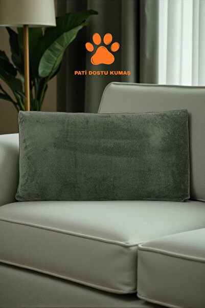 AYPETEKS Pati Dostu Kırlent Kılıfı - Haki Yeşil Koltuk Sırt Minder Kılıfı -Bü...