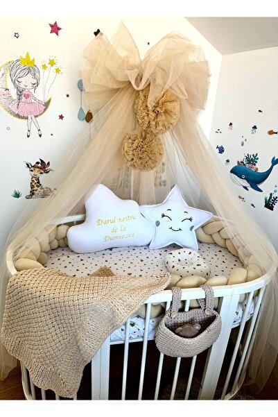 Producție proprie Complete set of personalized accessories for the baby's crib - Beige and White