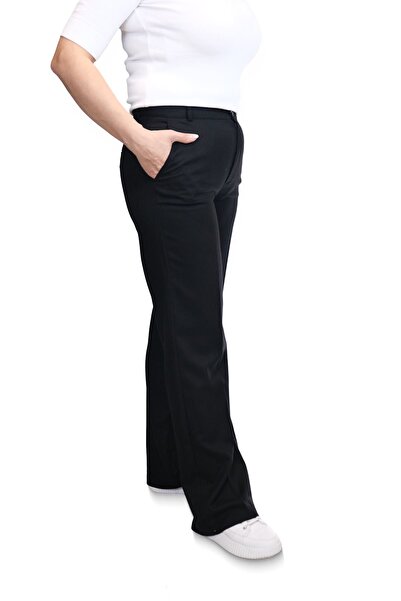 Blues Outlet Women's Tube-Leg Black Fabric Pants-Black