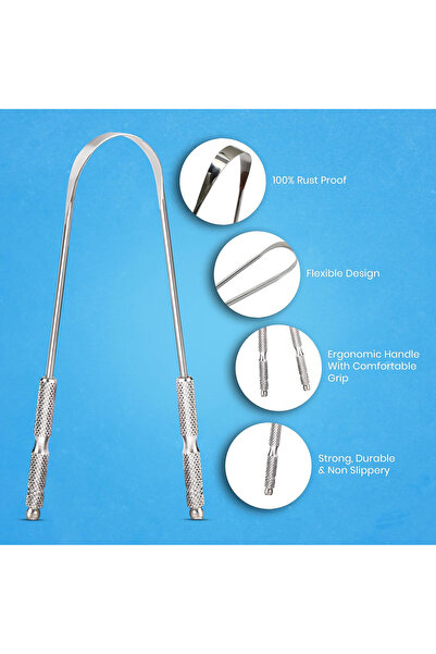 MaffStuff Medical Stainless Steel Tongue Cleaner, Ergonomic, For Children and Adults