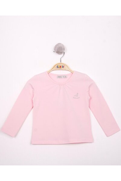 Toontoy تي شيرت بناتي مطبوع بأكمام طويلة وياقة دائرية