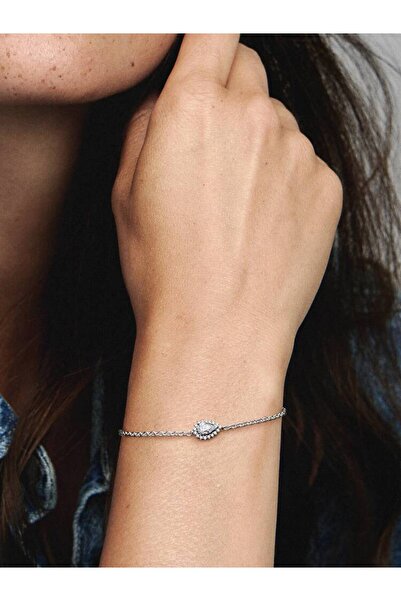 Pandora Chain bracelet with shiny halo in elongated shape 925 Silver - 19cm