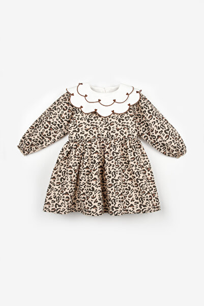 Le Mabelle Καφέ Λινό Φόρεμα για Κορίτσια με Σχέδιο Καρδιάς - Vivienne