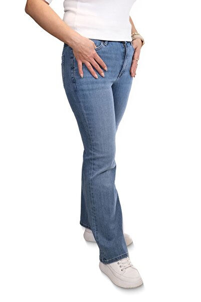 Blues Outlet PANTALONI JEAN Lycra cu picioare evazate pentru femei - ALBASTRU