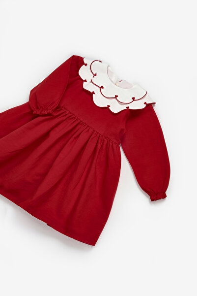 Le Mabelle Κοριτσίστικο λινό φόρεμα με κόκκινο μοτίβο καρδιάς - Vivienne