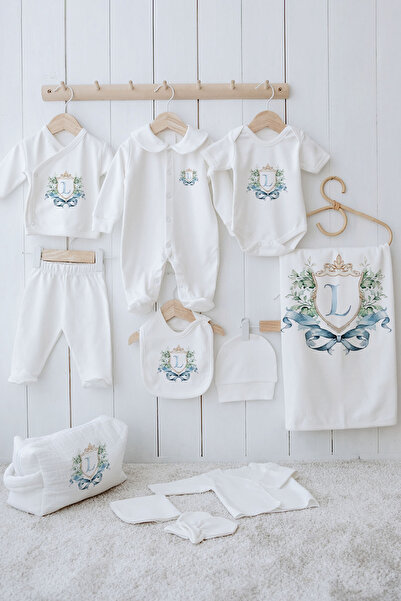 Tuğba Kuğu مجموعة عضوية من 11 قطعة - سلسلة بلو رويال - حرف L