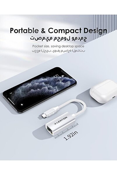 LENTION USB C to Gigabit Ethernet Adapter (CB-CU604, Silver)