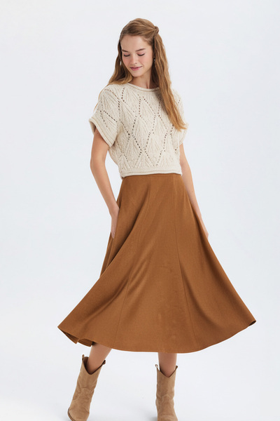 Clandestino Σουέντ Φούστα Μίντι σε Σχήμα Α Καραμέλα