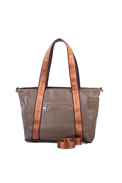 Nas Bag Women's Extra Large Shoulder Bag and Sports Bag (46X36 cm) Mink Brown Taba Lopez