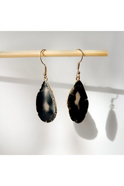 Moonlight Jewelry Earrings "Gold Diamond Beach" – Black Agate