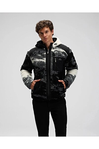 Ellesse EM516-GI Erkek Fermuarlı Kapüşonlu Siyah Polar Mont