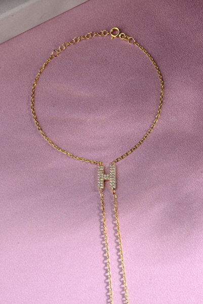 innuendo jewelery 925 AYAR GÜMÜŞ ÜZERİ ALTIN KAPLAMA H HARFLİ ŞAHMERAN